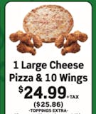 One Large Cheese Pizza & 10 Wings Special