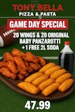 20 wings & 20 original Baby Panzarotti with 1 free 2L soda