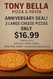 2 Large Cheese Pizzas