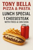 1 Cheesesteak with fries & can soda
