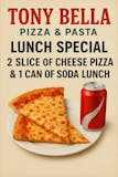 2 Slice of Cheese Pizza & 1 Can of Soda Lunch