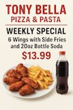 6 Wings with Side Fries and 20oz Soda