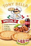 SPECIAL(3): 2 Large Cheese Pizza ,20 wings ,1 Large Fries & 2L soda
