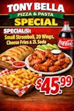 SPECIAL(5): Small Stromboli,20 Wings, Cheese Fries & 2L Soda