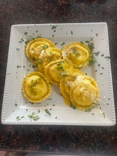 meat ravioli  garlic parmigian