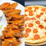 One Large Plain Pizza & Twelve Wings