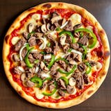 Philly Cheesesteak pizza