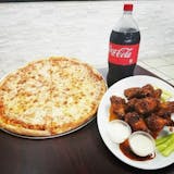 Large Cheese Pizza, 10 Wings & 2 Liter Soda Special