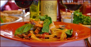 Shrimp Marinara over Linguine