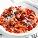 #8. Spaghetti with Meatballs & Garlic Bread & 20 oz. Soda Lunch