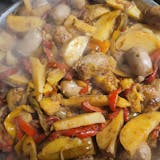 Sausage,onions,peppers and potatoes