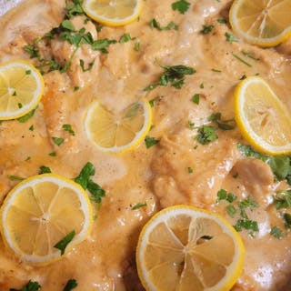 Creamy lemon garlic chicken family take out
