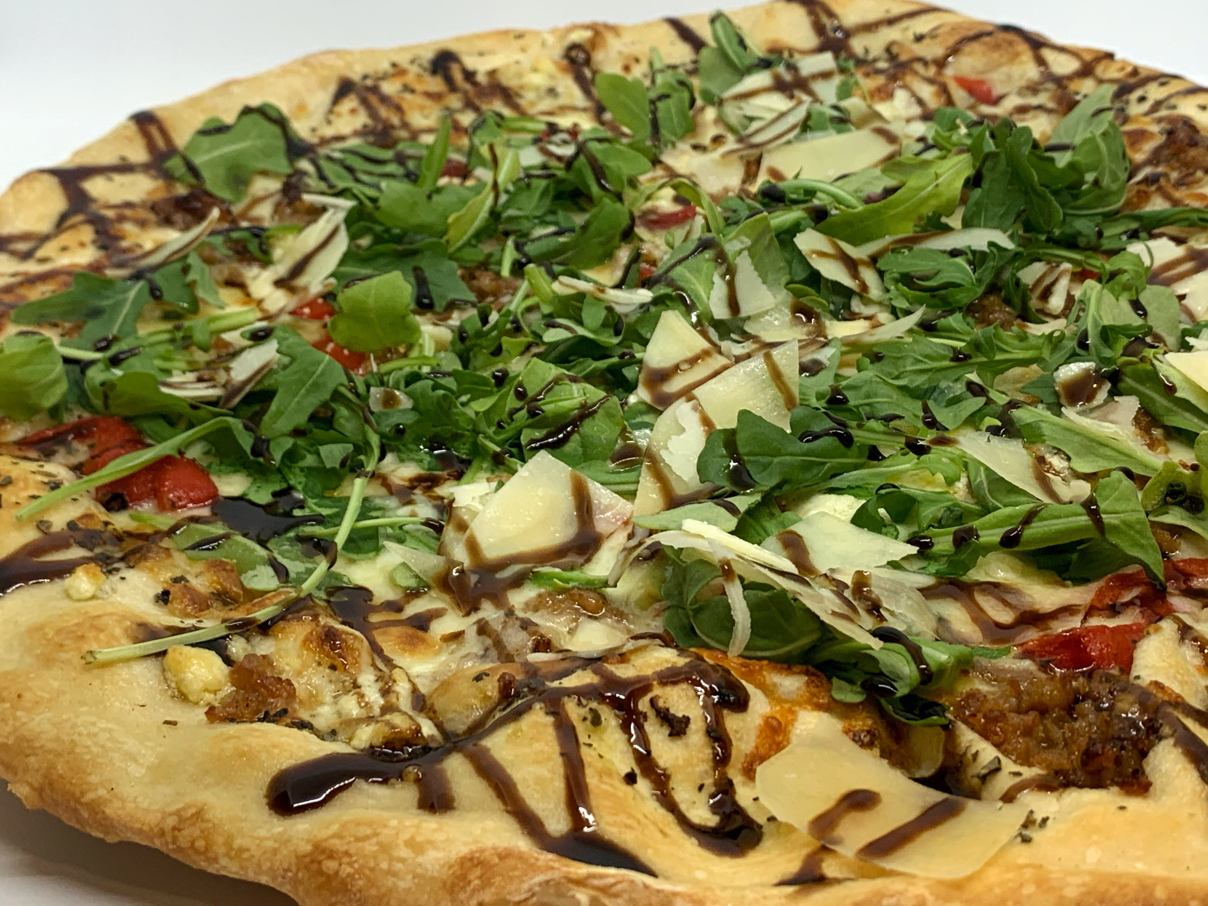Sausage, Arugula & Asiago Pizza
