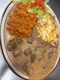 #6- Green Chile Plate, Rice & Beans