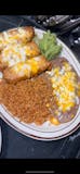 #4- (3) Small Chimichangas, Rice & Beans