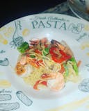 Spaghetti, Shrimp, Mixed Vegetables & Oil
