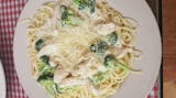 Spaghetti with Garlic Olive Oil Chicken & Broccoli