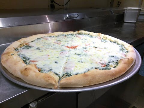 White pizza from Patellini's Pizza on Main Street in Sarasota.