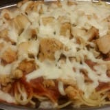 Grilled Chicken Parm Over Spaghetti