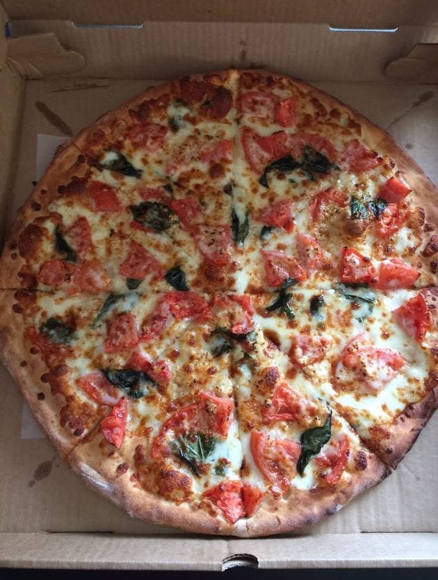 White Pizza with Tomato, Garlic & Basil