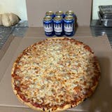 Order 18'' Cheese Pizza with 2 Toppings, Get Hamm's for Free