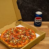 10" Two Toppings Pizza & Can Soda Lunch