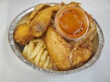 4 Whole Chicken Wings with fries