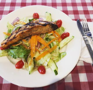 Grilled Salmon over Salad