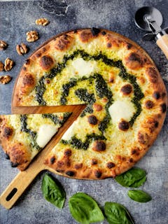 Spinach & Walnut Pesto Pizza