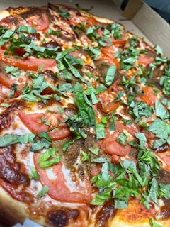 Eggplant Tomato Basil Pizza