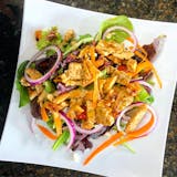 Sesame Ginger Chicken Over Mixed Greens Salad