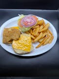 Chicken Cheeseburger with Fries Brunch
