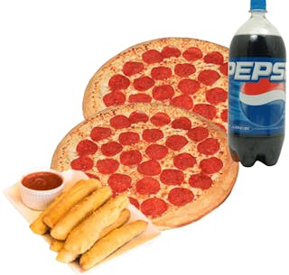 2-12” 2 Toppings Pizza and Breadstick