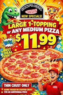 Any 12" Pizza up to 4 toppings