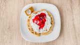 Belgian Waffles with Strawberries & Whipped Cream Breakfast