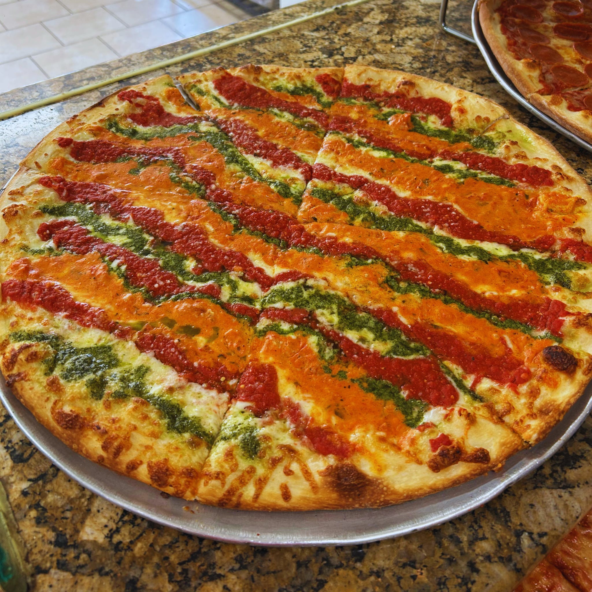 MVP Pie (Marinara, Vodka and Pesto sauce)