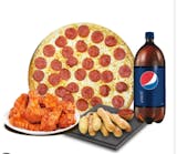 2 Large 16" Pizzas with 1 Topping, 20 Wings, Cheese Bread Sticks & 2-Liter Drink Special