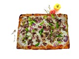 Phillys steak sicilian pizza