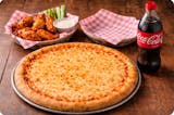 (Family Deal #3)One medium 16" pizza, 12 Wings & 2 liter soda.