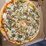 Cheesesteak with Peppers, Onions & Mushrooms Pizza