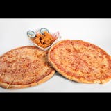 Two Ex Large Cheese Pizzas with 40 Wings Special