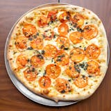 White Pizza with Tomato, Garlic & Basil