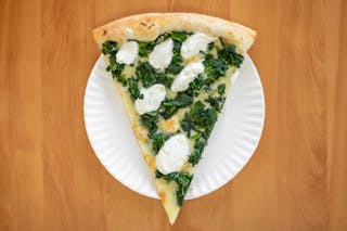 White Pizza Slice with Spinach