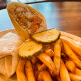 Fish Fillet Wrap with Fries & Pickles