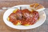 Cheese Ravioli with Two Meatballs