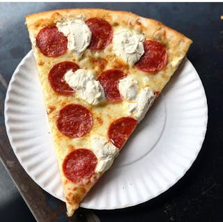 Two Topping Cheese Pizza Slice