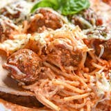 Baked Spaghetti with Meatball & cheese
