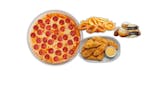 Bundle #2: Lg 18" PEPPERONI PIE, 5 TENDER, FRIES or ONION RINGS, 5 FRIED OREO
