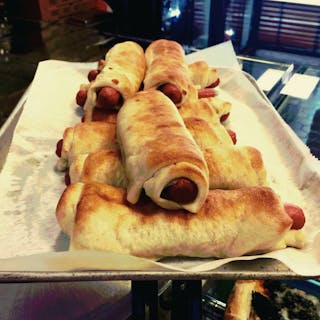 Hot Dog Rolled in Dough with Cheese