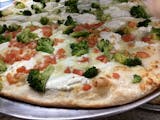 White Pizza with Garlic, Broccoli & Tomatoes